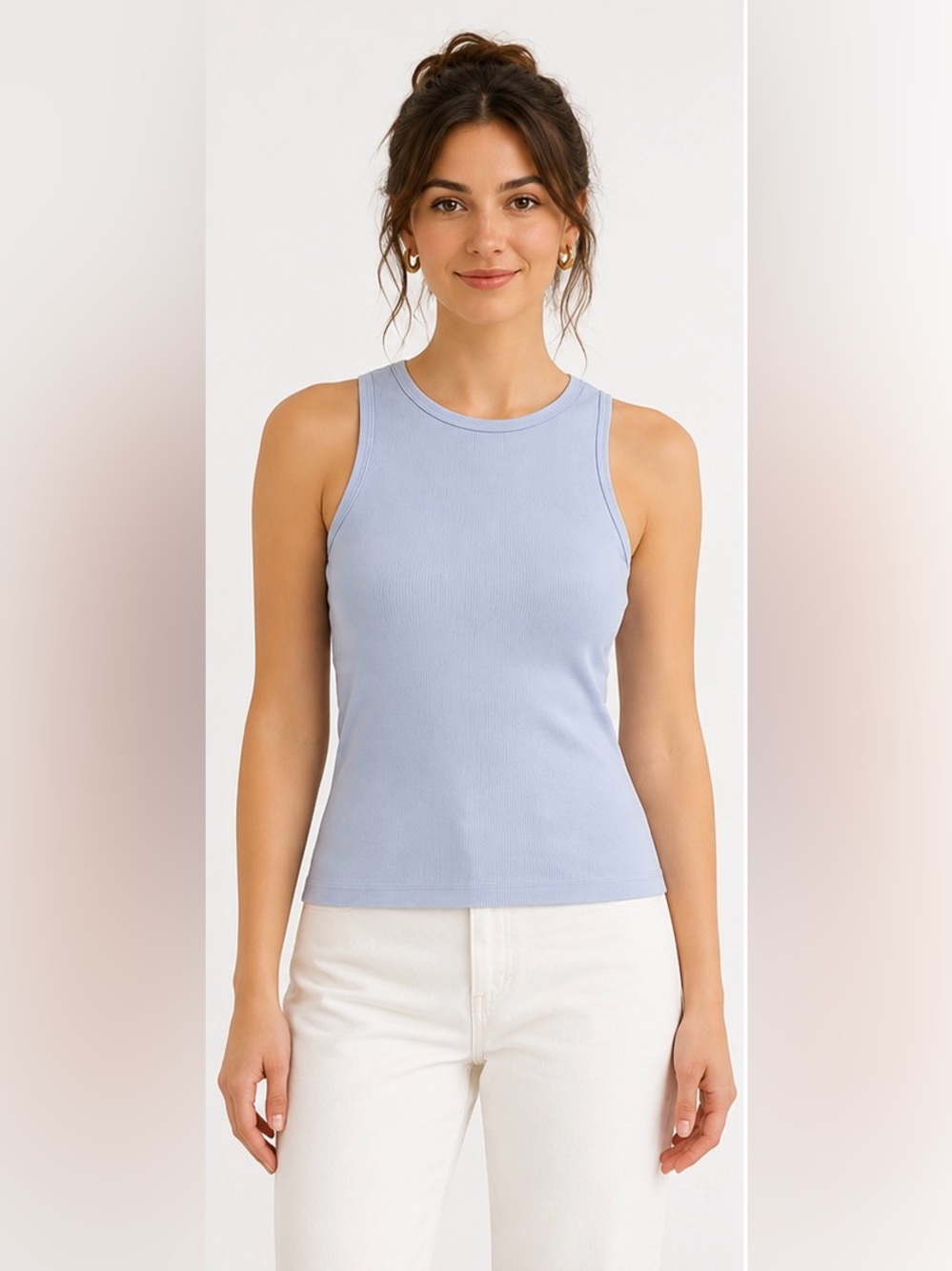 Aritzia Light Blue Ribbed Tank Top